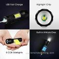 Portable USB Rechargeable Outdoor Camping Flashlight